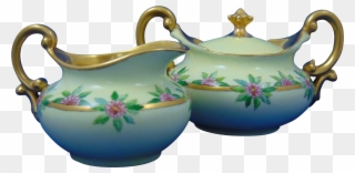 T&v Limoges Floral Motif Creamer & Sugar Set - Ceramic Clipart
