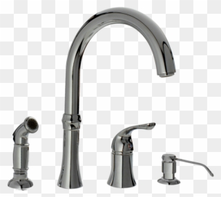 Chrome Four Hole Kitchen Faucet Sink Main Lowes Faucets - Sir Faucet 4-hole Widespread Kitchen Faucet Clipart