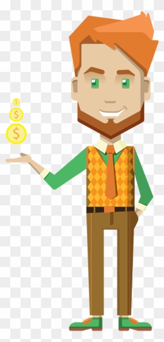 Cartoon Businessman Holding Money - Businessperson Clipart