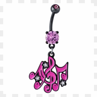 Freshtrends Pink Cz Music Notes Black Plated Dangle - Illustration Clipart