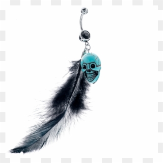 Freshtrends Sugar Skull Feather Dangle Belly Button - Earrings Clipart