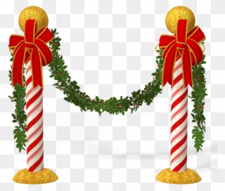 Candycane Poles With Christmas Decorations Pole - Decorate A Pole For Christmas Clipart