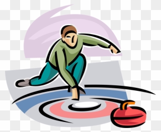 Vector Illustration Of Curler Throws Curling Granite Clipart