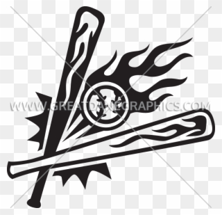 Flaming Baseball Bats & Ball Clipart