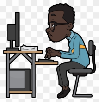 Open - Black Man Computer Cartoons Clipart