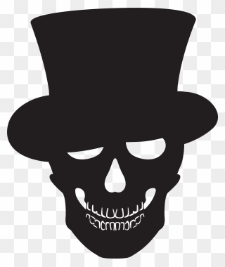 Skull Sticker - Halloween Skull With Hat Clipart