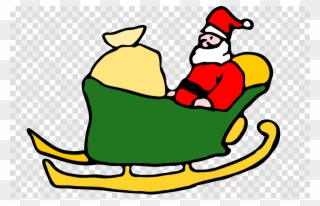 Santa On His Sleigh Clipart Santa Claus Sled Clip Art - Santa Sleigh Black And White - Png Download