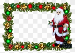 Frame, Border, Christmas, Santa - Christmas Photo Frame Png Clipart