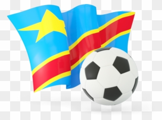 Football With Waving Flag - Flag Of The Democratic Republic Of The Congo Clipart