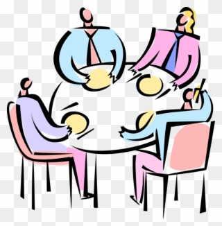 Vector Illustration Of Business Meeting And Discussion - Business Clipart