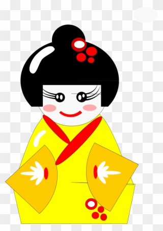 Medium Image - Geisha In Yellow Kimono 1 25 Magnet Cute Japanese Gesha Clipart