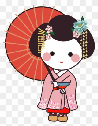 Geisha Cartoon Make Up Girl Makeup - Japanese Girl Cartoon Clipart