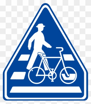 Pedestrian Crossing And Bicycle Crossing Zone - 自転車 横断 歩道 標識 Clipart