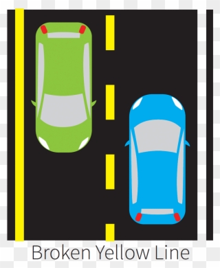 Single Broken Yellow Line - Pavement Markings Meaning Png Clipart
