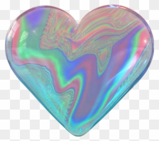Holographic Heart Soapbubble Silver Floral Love Blue - Holographic Heart Png Clipart