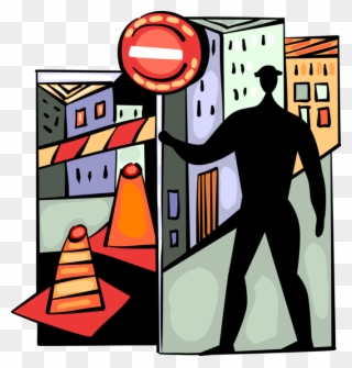 Construction Crew With Traffic Barriers Image Illustration - Road Clipart