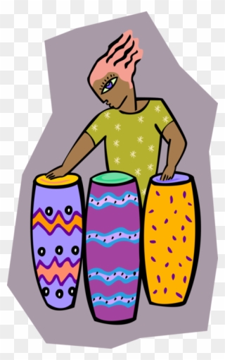 Vector Illustration Of Musician Plays African Djembe Clipart