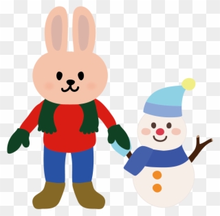 かわいいウサギ（うさぎ）と雪だるまのイラスト - Rabbit Clipart