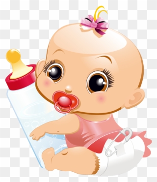 Baby Girl Clip Art - Bebe Con Biberon Animado - Png Download