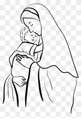 Mother And Child Png - Mama Mary Black And White Clipart