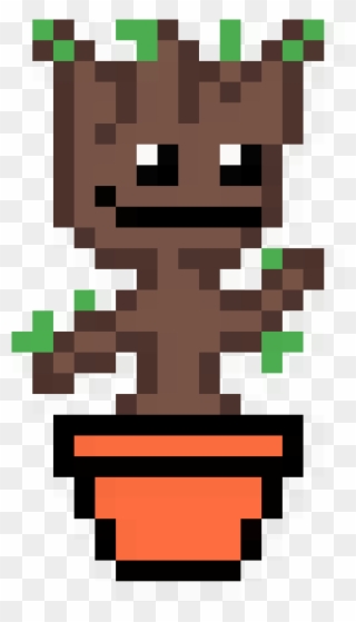 Baby Groot In A Pot - Cartoon Clipart