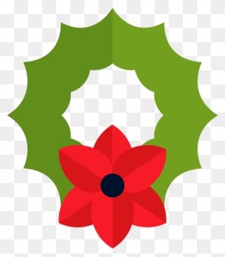 Garland Wreath Christmas Red Flower Circle - Garland Clipart