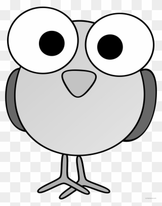 Awesome Bird Animal Free Black White Clipart Images - Cartoon Animals With Big Eyes - Png Download
