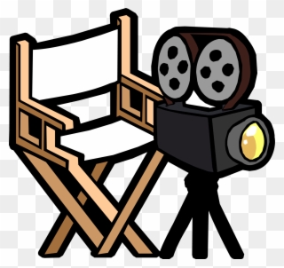 Yellow Puffle's Director's Chair & Camera Icon - Directors Chair And Camera Clipart