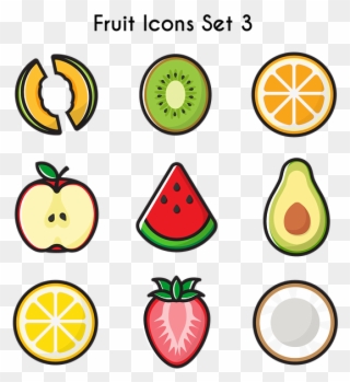Fruits Icons, Fruits, Melon, Kiwifruit, Kiwi, Orange Clipart