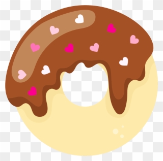 Chocolate Heart Doughnut - Doughnut Kawaii Clip Art - Png Download
