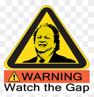 Warning Watch The Gap Yellow Text Sign Font Clip Art - Sign - Png Download