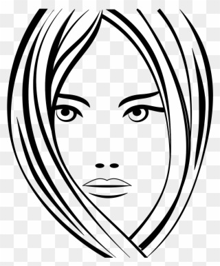 Girl With Headscarf By Helm42 - Line Art Clipart
