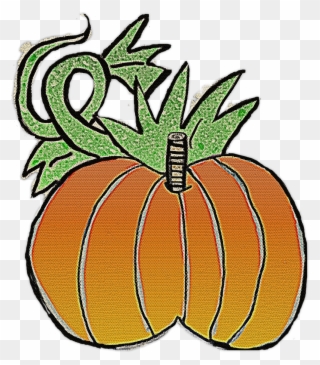 Chubby Pumpkins With Vine To Left And Large Leaf To - Pumpkin Clipart