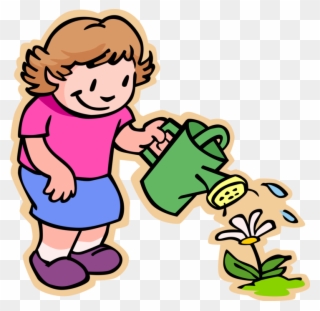 Vector Illustration Of Primary Or Elementary School - Taking Care Of Plants Clipart - Png Download