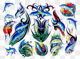 Popular Images - Dolphin Old School Tattoo Clipart