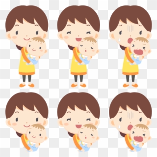 Woman Hug Baby With Different Emotions Free Png And - Cartoon Woman Different Emotions Png Clipart