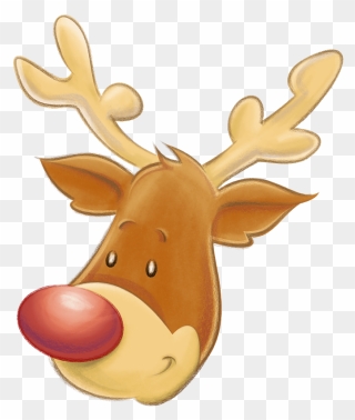 Christmas, Reindeer, Head, Smiling, Rudolph, Santa - Christmas Reindeer - Round Necklace Clipart