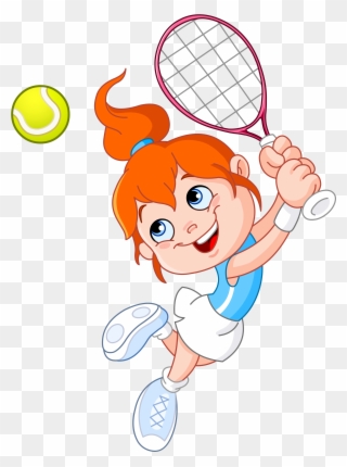 Tennis Girl Racket Cartoon - Girl Playing Tennis Clipart - Png Download