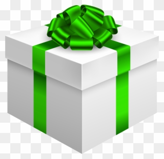 White Gift Box With Green Bow Png Clipart - Gift Box Green Png Transparent Png
