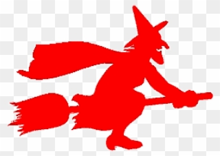 Witch Riding A Broom Silhouette Clipart