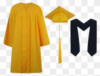 Graduation Gown Png - Yellow Graduation Cap And Gown Clipart