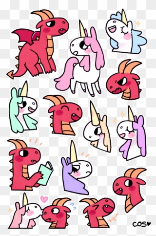 Unicorns And Dragons Clipart Phoebe And Her Unicorn - Unicorn And Dragon Cute - Png Download