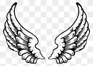 Graphic Black And White Library Angels Drawing Outline - Angel Wings Jpg Clipart