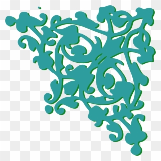Turquoise Green Corner Clip Art At Clker - Turquoise Flower Border Png Transparent Png
