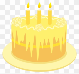 Lemon Birthday Cake With Candles - Yellow Birthday Cake Png Clipart