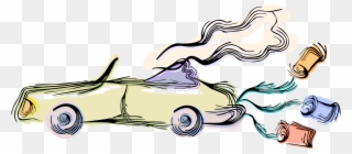 Vector Illustration Of Bride And Groom Wedding Car - Car Clipart