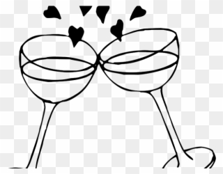 A Vector Illustration Of Bride And Groom - Clip Art Champagne Glasses - Png Download