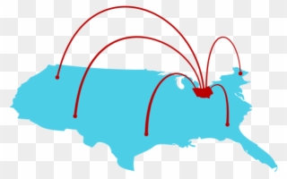 Blue Map Of The United States With Red Ohio Sending - Election Clipart