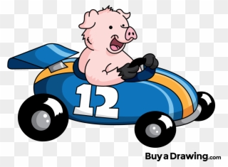 Image Royalty Free Download A Cartoon Pig In - Race Car Pig Cartoon Clipart
