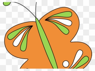 Orange Flower Clipart Butterfly - Butterfly - Png Download